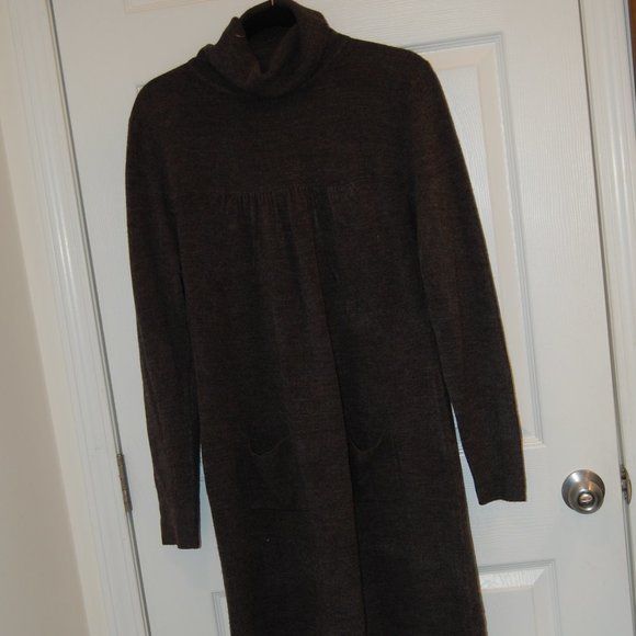 Susan Lawrence 100% Acrylic Grey Turtleneck Sweater Dress Size Large - Picture 1 of 10